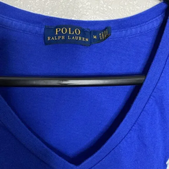 POLO by Ralph Lauren Women’s Royal Blue V Neck Shirt Size M - Picture 3 of 4